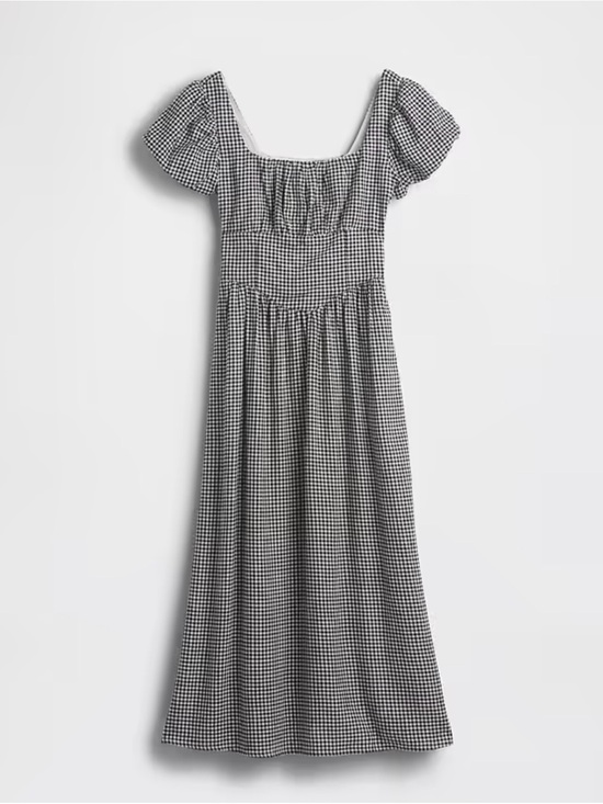 GAP Dresses & Skirts - NWT GAP Linen Blend Drop Waist Maxi Dress - Black Gingham